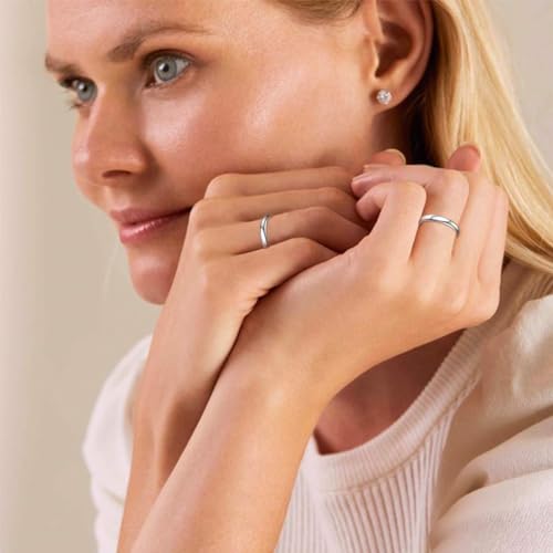 ChicSilver 2/3/5mm 925 Sterling Silver Ring Customizable Plain Dome High Polished Wedding Band Comfort Fit Size 4-12 (with Gift Box)3