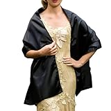  Chal saten color negro novia boda fular stola fiesta