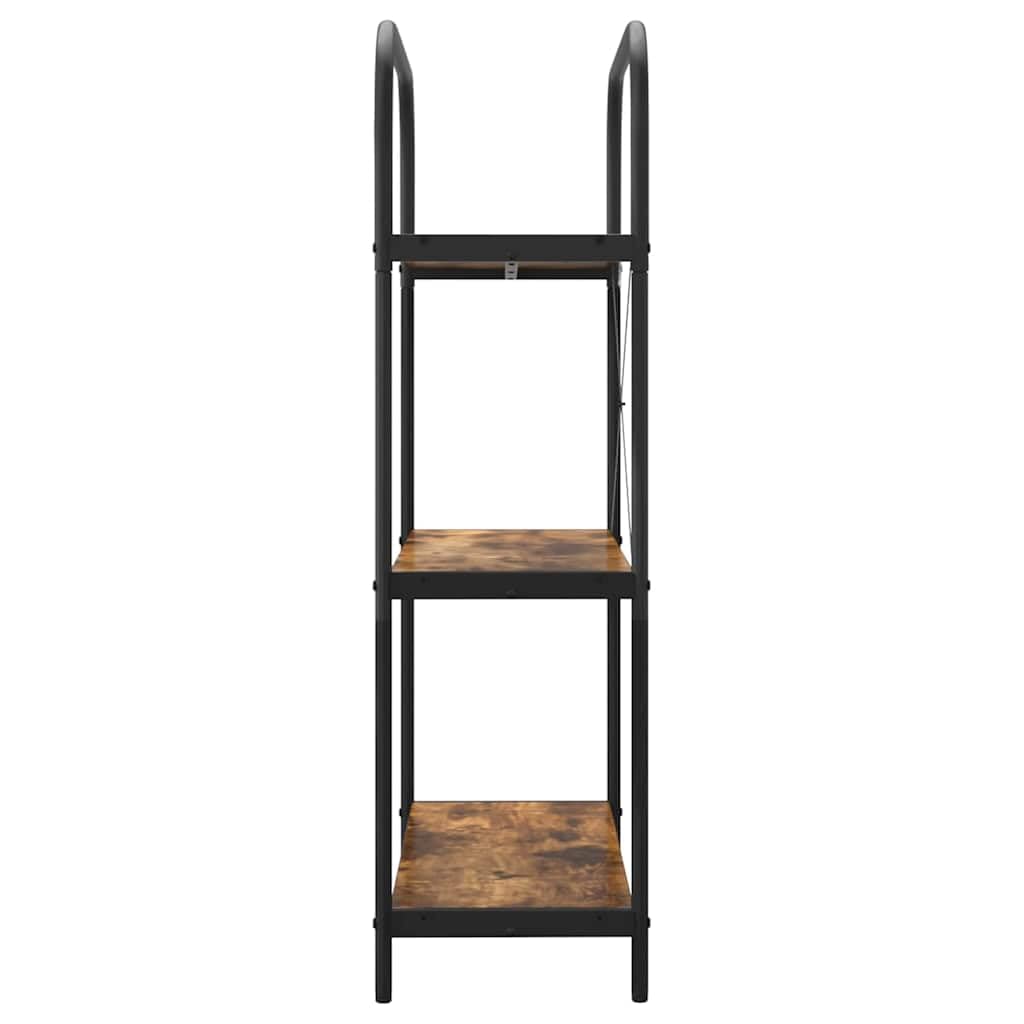 Libreria a 3 Ripiani 80x30x109 cm Legno Multistrato Rovere Fumé | Scaffale versatile per soggiorno e ufficio con gambe in acciaio nero e finitura rovere fumé dall'aspetto elegante.