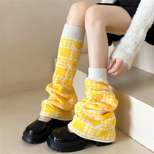 Image of Y2K Kawaii Leg Warmers Knitted Flare Leg Sleeves Love Heart Pattern Boots Cuffs Valentine's Ankle Heap Socks