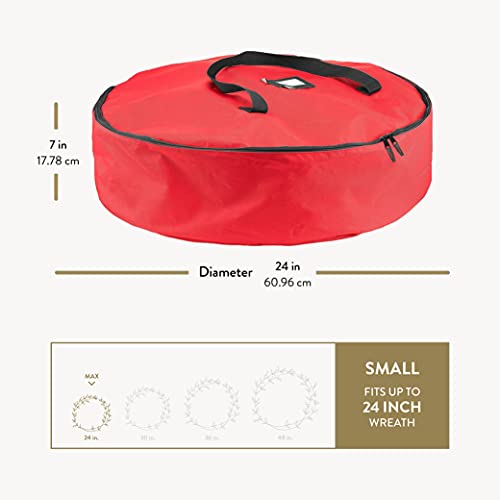 Zober Premium Christmas Wreath Storage Bag 24” - Dual-Zippered Storage Container & Durable Handles, Protect Artificial Wreaths - Holiday Xmas Bag Made Of Tear-Proof 600D Oxford #TOP5