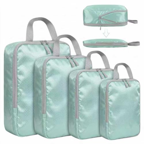 LANSKLBD 4/6/8 Set Packing Cubes for Suitcases Travel Luggage Packing Organizers,Travel Accessories Essentials Luggage Organizer with Shoe/Tioletry/Laundry Bag (Blue, 4 set)