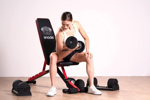 Image of SNODE AD80 Drop Proof 80 lbs Adjustable Dumbbell Set -Exhaustion Training Weights Adjustable Dumbbells with Cast Iron Plates and Cradle, Knurled Handle, Fast Adjust, Compact Home Gym Equipment for Bench & Press