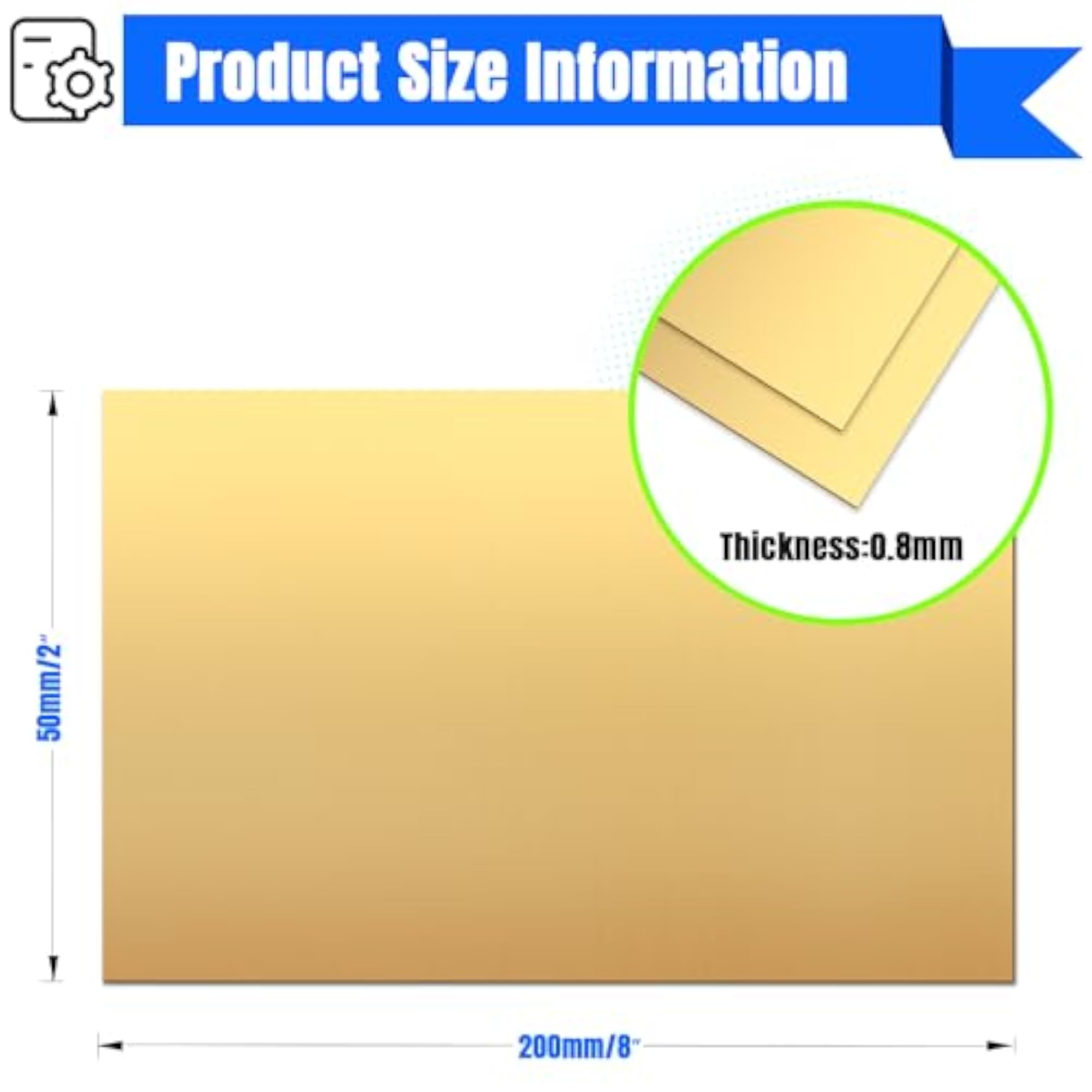 Brass Sheet, 4" x 8" 0.8mm Thick for Jewelry Making
