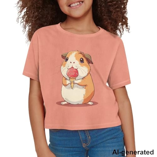 Image of Cute Crop Tops for Girls Short Sleeve Summer T Shirts Fashion Graphic Tees Crew Neck Pullover Tee 5-14 Years