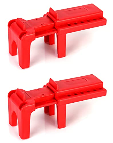QWORK Ball Valve Lockout Safety Lock 1/2 - 2-1/2 Diameter 2 Pack Red