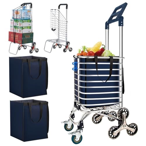 Chariot utilitaire pliable portable de 35 L, chariot d'épicerie avec roues d'escalier, diable pour transporter des livres, de la lessive, des voyages au bureau. Utilisation : couleur : P 3 poignées +