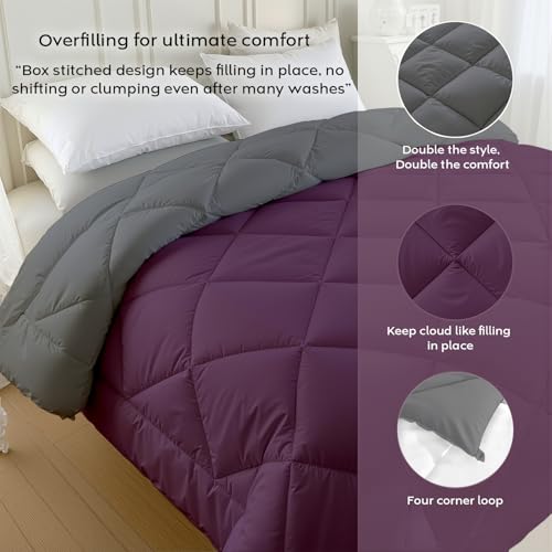 Image of AYKA Reversible AC Comforter 150 GSM Lightweight Microfiber Summer Blanket for Single Bed (60x90 Inches) | Soft Cooling Quilt, Breathable All Season Duvet for AC Room | Burgundy & Grey
