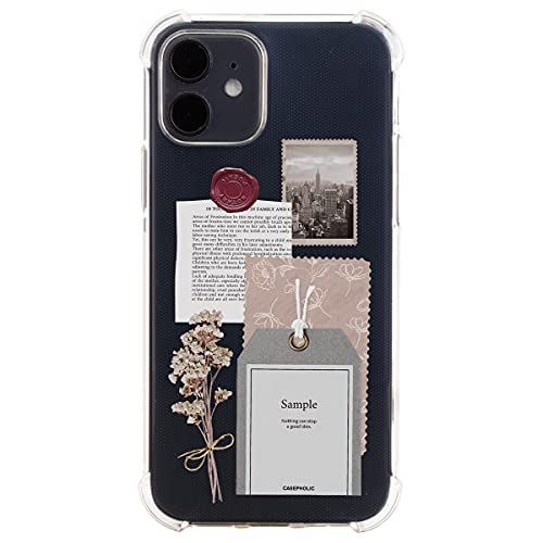 松平商会 CASEPHOLIC ギフトスクラップ iPhone 12 iPhone 12Pro ドライフラワー ミニブーケ 包装紙 タグ 古書 ギフトラッピング TPUケース スマホカバー TPU Apple アップル おしゃれ 人気 かわいい オリジナル インスタ映え