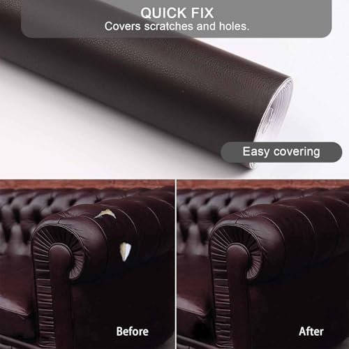 Image of Leather Repair Tape, Self-Adhesive Leather Repair Patch for Couch Furniture Sofas Car Seats, Advanced PU Vinyl Leather Repair Kit (Brown - 1Pcs)