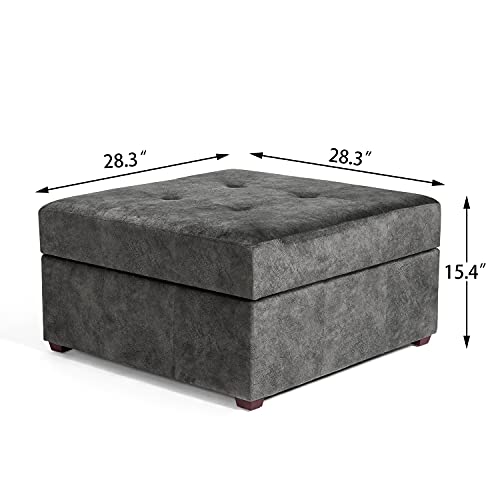 Homebeez KX0040-3 Fabric Button Tufted Storage Ottoman Bench, Square Coffee Table Footstool Footrest thumb #2