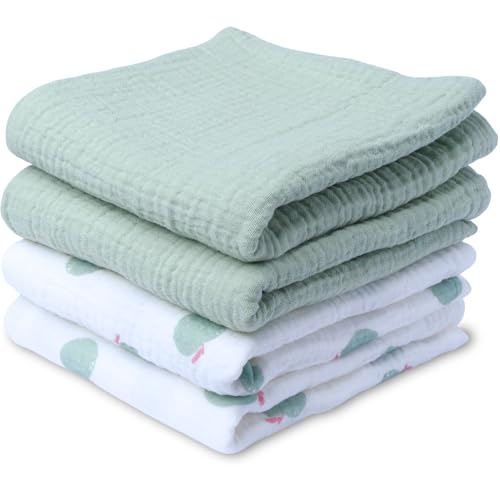 tiny ton Baby Mulltücher | Spucktücher – 100% GOTS Bio-Baumwolle, 4er-Set (60x60 cm), weich, saugfähig & atmungsaktiv. Vielseitige Spucktücher – zum Kuscheln, Reinigen & Abdecken