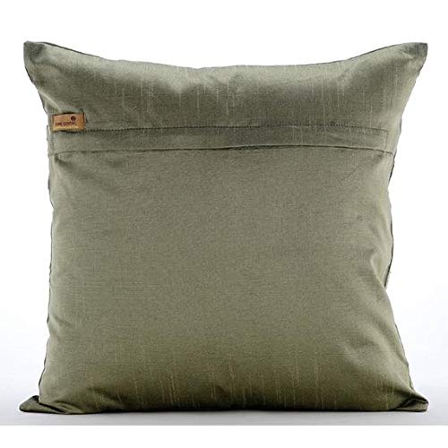 The Homecentric Chair Cushion Cover, Earthy Green Decorative Throw Pillow Couch 16X16 Inch (40X40 Cm), Silk Cushion Cover, Geometric, Lattice, Trellis, Beaded, Moroccan Pillow - Tarnished Gold #TOP3
