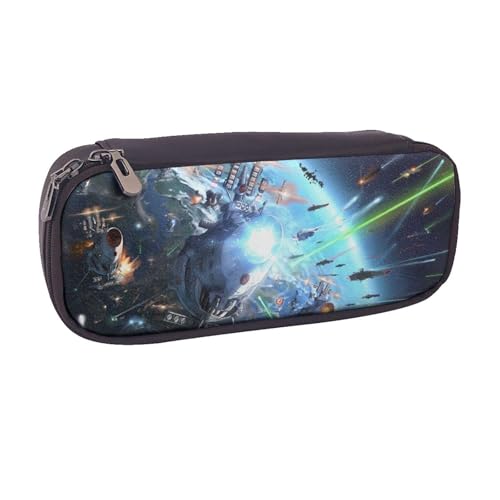 宇宙戦艦ヤマト9 鉛筆のサック ペンケース ペンポーチ ペンバッグ 筆箱ペン入れ 革 収納ケース 大容量 学生用 ダブルファスナー 個性