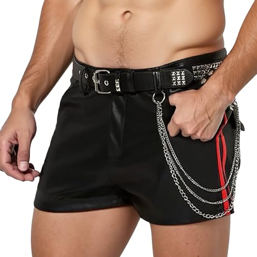 Short en cuir boutonné homme slim confortable et polyvalent