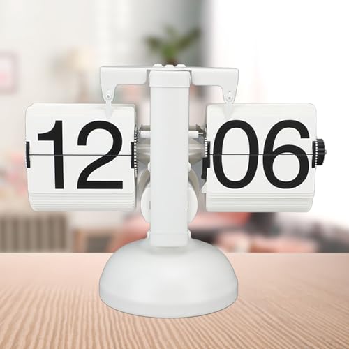 Relógio flip down, relógio flip retrô mecânico de grande número alimentado por bateria, 24 horas, aç