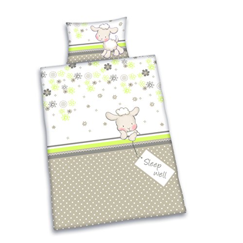 Herding Baby Best Kleinkinder-Bettwäsche-Set, Lara Schäfchen Wendemotiv, Bettbezug 100 x 135 cm, Kopfkissenbezug 40 x 60 cm, Baumwolle/Renforcé