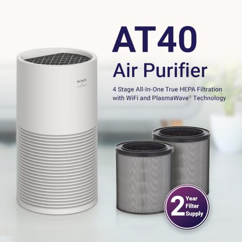 Image of WINIX AT40 Air Purifier with 2 Years of Filters for Extra Large Room Up to 1968 Ft in 1 Hr With Air Quality Monitor, True HEPA, Carbon Filter and Auto Mode, Captures Dander, Smoke, Dust