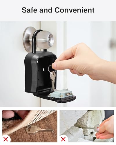 Image of Puroma Key Lock Box - Portable Combination Lockbox, Wall-Mounted Storage for House Keys, Resettable Code Safe for Home, Office, Apartment (2 Pack, Pure Black)