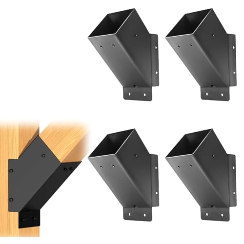 Kit de 4 soportes angulares de esquina de 45 grados para pérgola, conectores resistentes para postes y vigas de madera, bordes de escritorio, pérgolas y cenadores, kit DIY miniatura 1