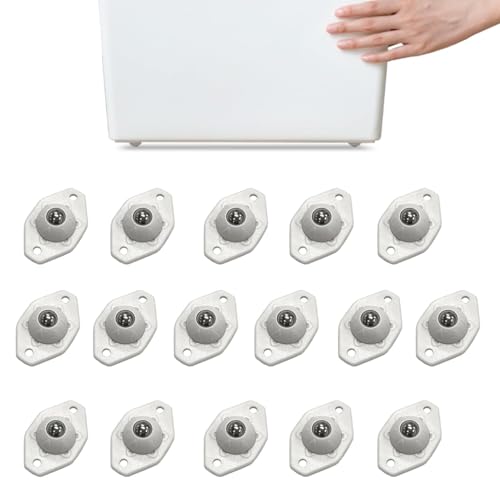 TRVL FIELDER Selbstklebende Lenkrollen, 360° Mini-Drehräder für Kleingeräte, Stahl-Universalrad-Kugelrollen mit Haftrolle für Küchenarbeitsplatte Geräteaufbewahrung Mülleimer DIY (Weiß, 16 Stück)