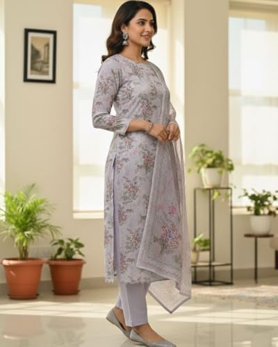 Image of KTI Women Floral Printed Cotton Suit for Women Unstitched - 2.5m Ethnic Salwar Suit Dress Material