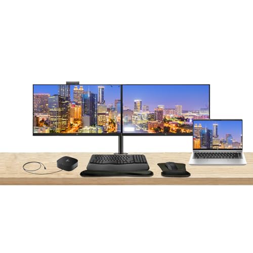 Image of HP Series 5 Pro 27-inch 527pu FHD 1080p LCD Monitor 2-Pack Bundled with Daisy Chain, USB-C Multiport G5 Dock, MK670 Wireless Keyboard & Mouse, Gel Mouse & Wrist Pad