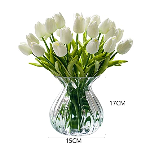 Helderglazen vaas, woonkamer badkamer tafelvaas lelie tulpenvaas container grote fles mondvaas, 15 * 15 * 17cm (kleur: helder) - Afbeelding 4