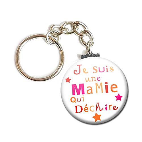 Porte Clés Chaînette 3,8 centimètres je Suis une Mamie qui Déchire Idée Cadeau Accessoire Mamy Mémé Grand Mère Parent
