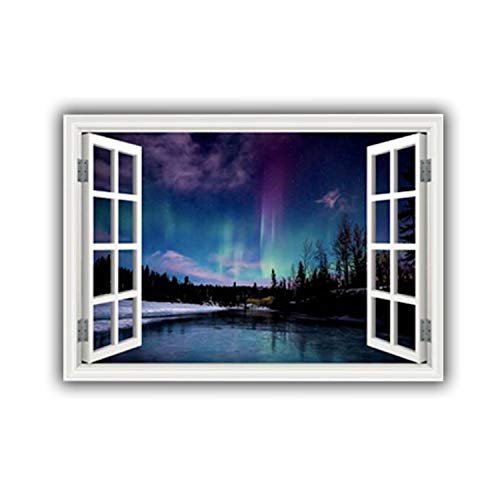 Vinilo Decorativo 3D Marco de Ventana Aurora Boreal miniatura 1