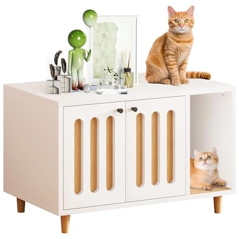 Cat Litter Box Enclosure, Hidden Cat Litter Box Enclosed Cat Litter Box Furniture with Scratching Mat, Indoor Cat House Side Table End Table for Living Room Bed Room Cover