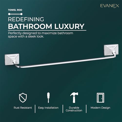 Image of EVANEX EVANEX Bathroom Towel Stand, Towel Holder 304 Grade Stainless Steel Towel Rod Towel Rack for Bathroom Towel Bar Hanger Stand Bathroom Accessories Organiser 24 Inch Chrome (Vento)