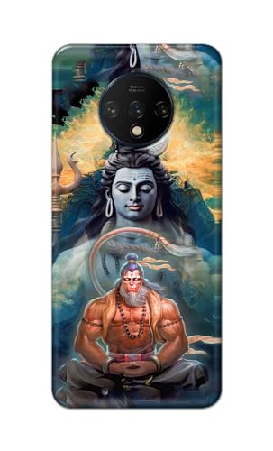 Image of PRINTFIDAA Printed Hard Back Cover Case for OnePlus 7T Back Cover (Lord Shiva and Hanuma) -112