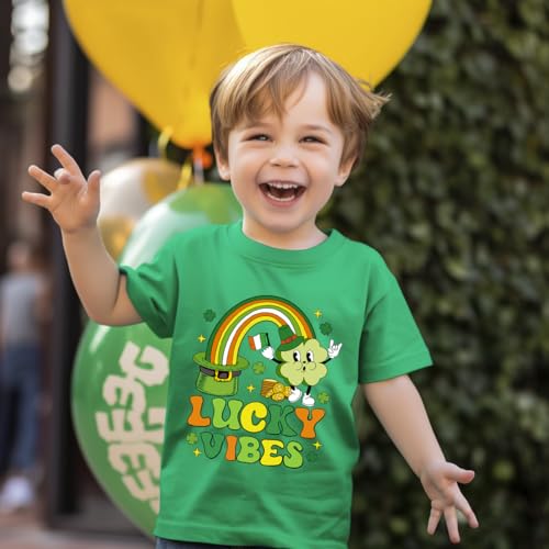 Image of Kids St Patricks Day Shirt Irish Shamrocks Graphic T-Shirt Shamrock Paddy's Day Tees Tops 2-7 Years