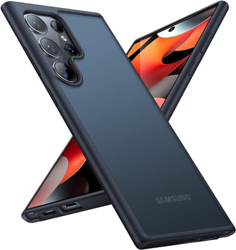 TORRAS ShockProof for Samsung S23 Ultra Case [Military Drop Certified] [Slim and Rugged] [Skin-Friendly Touch] Thin Silicone Matte Translucent Anti-Scratch Samsung Galaxy S23 Ultra Case Cover 5G Black