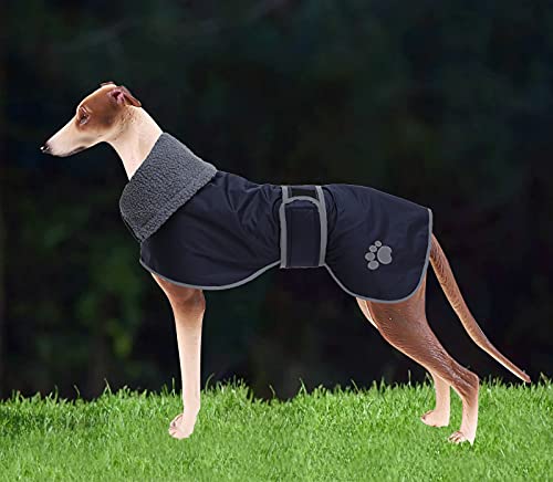 Dog Winter Coat Geyecete Greyhound Raincoat Fabric With Lamb Velvet Inside Outdoor Dog Apparel With Adjustable Bands For Medium, Large Dog-Navy-S #TOP5