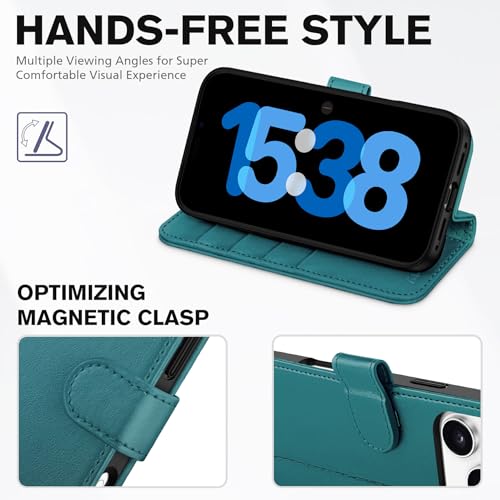 TUCCH Case Wallet for iPhone 17 Pro Max, RFID Blocking Folio, Bluish Green by TUCCH - Used condition - Image 4