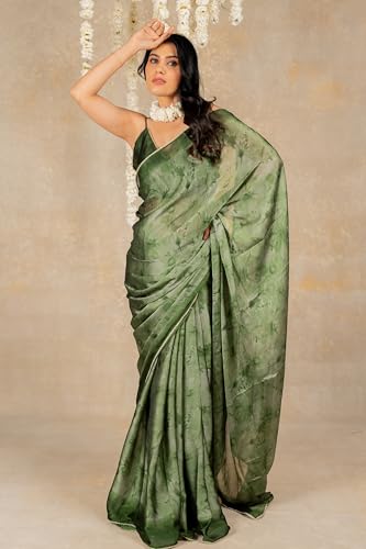 Image of MIRCHI FASHION Women Saree Chiffon Floral Printed | Breathable Festive Occasion Sari for Social Visits with Matching Blouse Piece