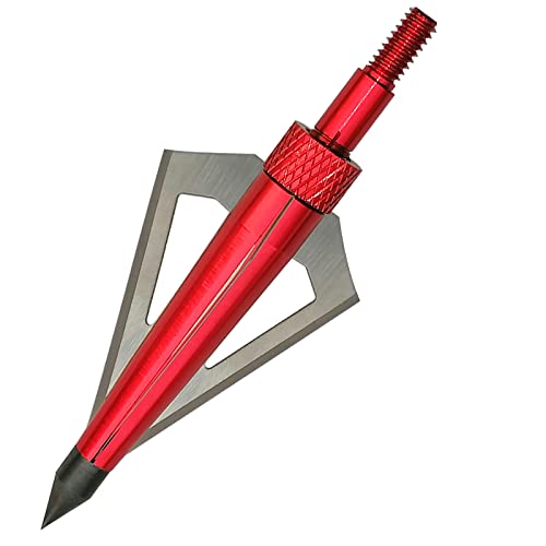 E5E10 12Pcs Archery Broadheads 3 Fixed Steel Blade 125 Grain Hunting Arrowheads Fit For Compound Bow And Crossbow With One Black Plastic Portable Broadheads Case (Red) #TOP2