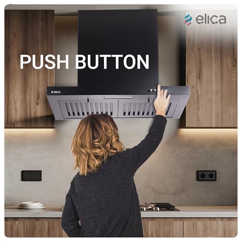 Image of Elica 60cm 1600 m3 /hr Baffle Filter T-Shape Kitchen Chimney | 15 Years Motor & 5 Years Comprehensive Warranty | Black | Push Button Control | SPT H4 60 PB BF LTW NERO