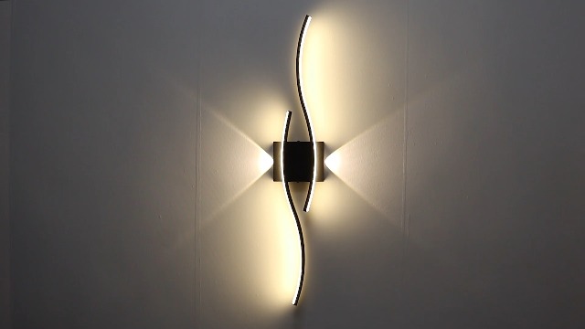 Image of DEYNITE Modern Black Creative Wave Strip Led Wall Light Fixture Industrial Wall Sconce for Bathroom Hallway Staircase Entryway 3000K Warm Light
