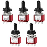 Rating: 2A 250VAC, 5A 125VAC Double Pole Double Throw, Momentary ON-OFF-ON Mounting Hole Diameter: 5.8mm / 0.23" 6 Pin 2.0mm Width Terminals Pack of 5