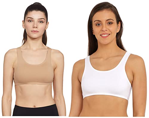 Image of Jockey Women's 1582 Super Combed Regular Cotton Elastane Stretch Slip On Crop Top With Stay Fresh Treatment Bra