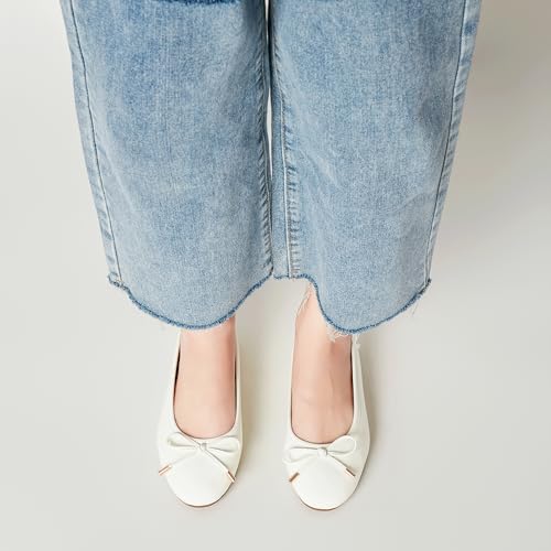 Women's Shine Ballet Bow Dressy Flats Round Toe Slip On Foldable Flats Dress Work Shoes for Business Casual Office 6