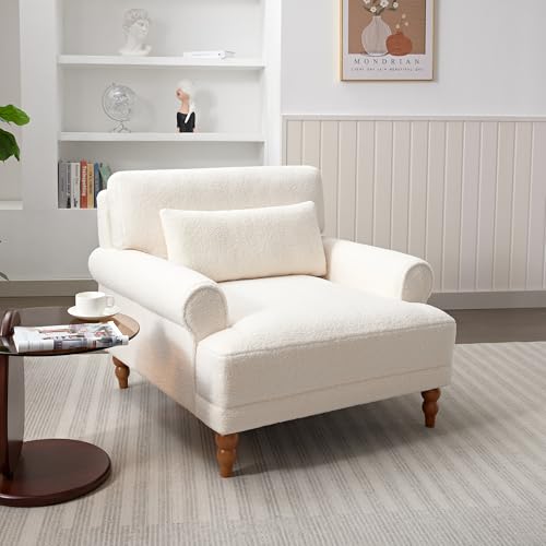 Christopher Knight Home Accent Chair, Boucle Club Chair, Upholstered Lounge Chair, Large Size Armchair Roman Column Legs, Cozy Reading Single Sofa Chair for Living Room, Bedroom, Home Study, White by Christopher Knight Home - Used condition - US$336.49