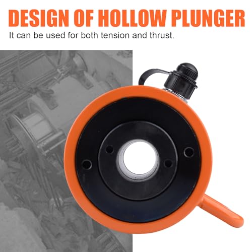 Image of HZLZRZ 30T Hydraulic Cylinder Jack Hollow Single Acting Hydraulic Ram Cylinder, Hydraulic Lifting Cylinders 2 inch(50mm) and Porta Power Kit(RCH-302)