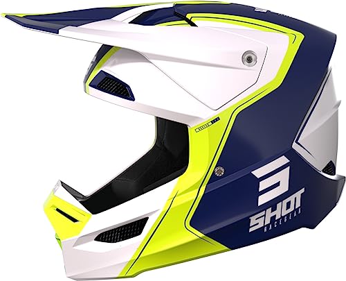 SHOT RACE GEAR Casque Motocross Furious Reflex Blue Glossy – Casque Moto Tout-Terrain Homologué ECE 22.06 – Ultra Léger 1300 g – Ventilation Optimisée...