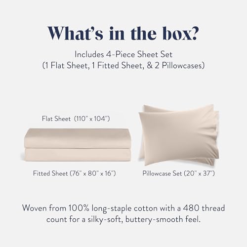 Brooklinen Luksusowy 4-częściowy zestaw pościeli satynowej, 100% bawełna, King Size w kolorze szarym, 1 prześcieradło z gumką, 1 prześcieradło, 2 poszewki na poduszkę