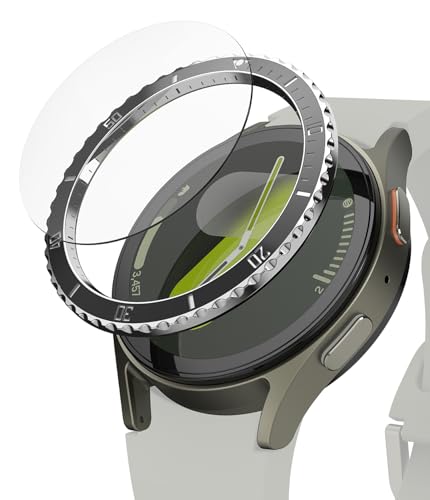 Image of Ringke Bezel Styling & Glass Compatible with Samsung Galaxy Watch 7 40mm [Combo] Anti-Scratch Stainless Steel Frame Ring Cover with HD Clear Tempered Glass Screen Protector - 40-80 (ST) Black