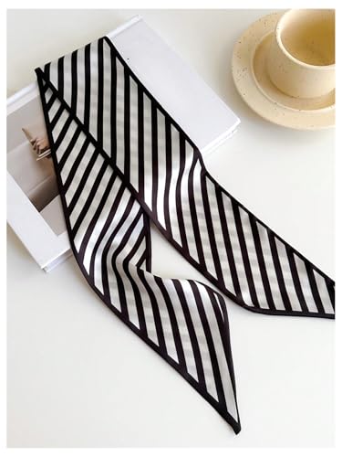 WDIRARA Women's Striped Head Scarf Hair Scarf Handbag Scarves Neckerchief2